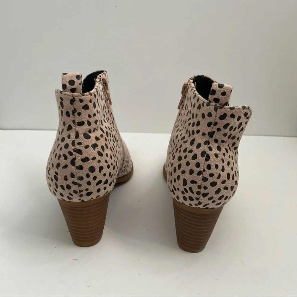 Blush Pink Cheeta Animal Print Ankle Boot Booties - Picture 5 of 15